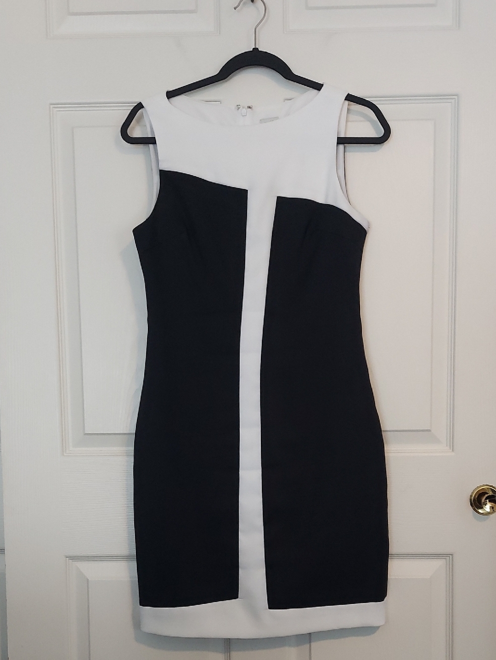 Cache Black and White Colorblock Mini Sheath Dress